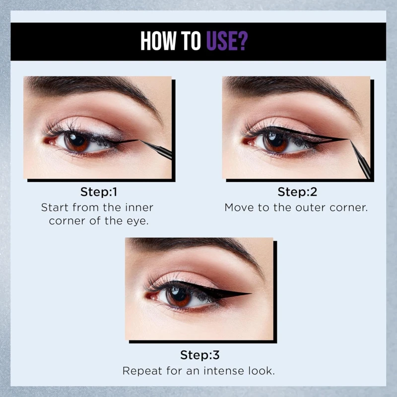 Hilary Rhoda Eye Callin' Liquid Black Eyeliner | Long Lasting Liquid Eyeliner | Matte & Glossy Finish | Waterproof Formula | 12-Hour Stay | Glides on Flawlessly | 3ml (Shiny | Shade 02) thumbnail 6